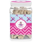 Airplane Theme - for Girls Dog Treat Jar (Personalized)