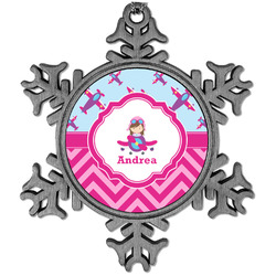 Airplane Theme - for Girls Vintage Snowflake Ornament (Personalized)