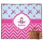 Airplane Theme - for Girls Outdoor Picnic Blanket (Personalized)