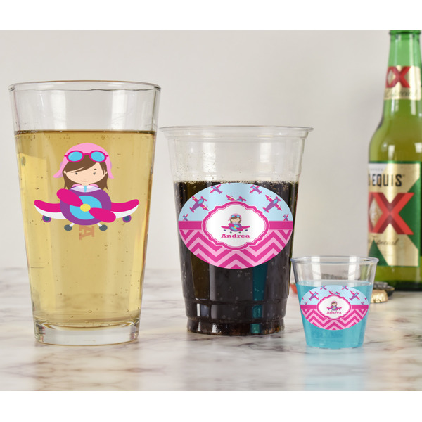 Airplane Theme - for Girls Pint Glass - Two Content - In Context