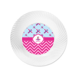 Airplane Theme - for Girls Plastic Party Appetizer & Dessert Plates - 6" (Personalized)