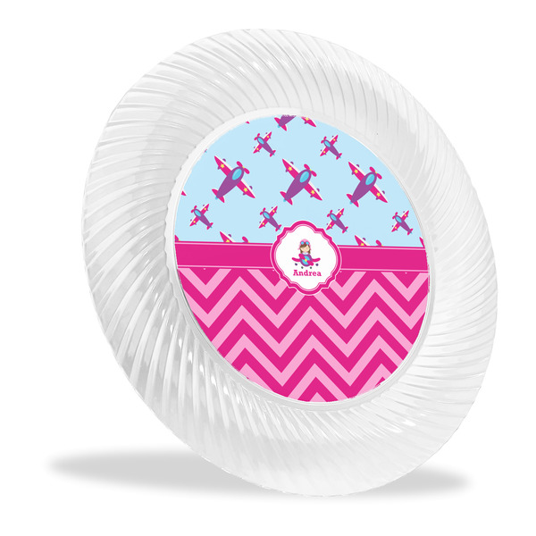 Custom Airplane Theme - for Girls Plastic Party Dinner Plates - 10" (Personalized)