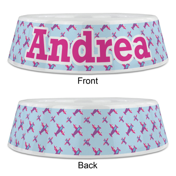 Airplane Theme - for Girls Plastic Pet Bowls - Large - APPROVAL