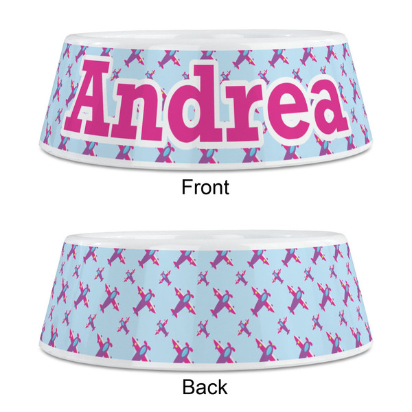 Airplane Theme - for Girls Plastic Pet Bowls - Medium - APPROVAL