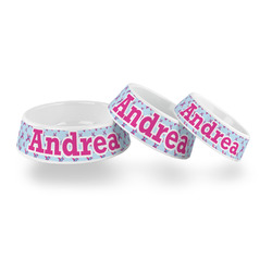 Airplane Theme - for Girls Plastic Dog Bowl (Personalized)