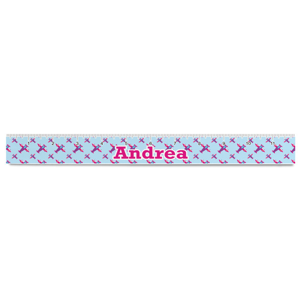 Airplane Theme - for Girls Plastic Ruler - 12" - FRONT