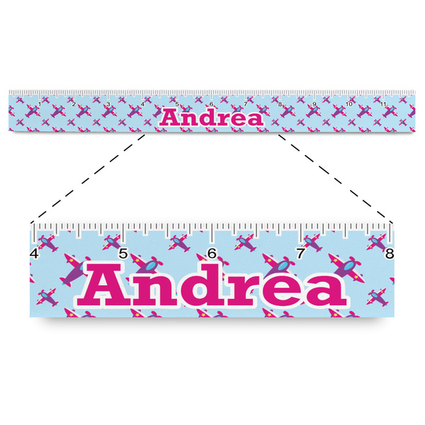 Custom Airplane Theme - for Girls Plastic Ruler - 12" (Personalized)