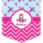 Airplane Theme - for Girls Iron On Faux Pocket (Personalized)