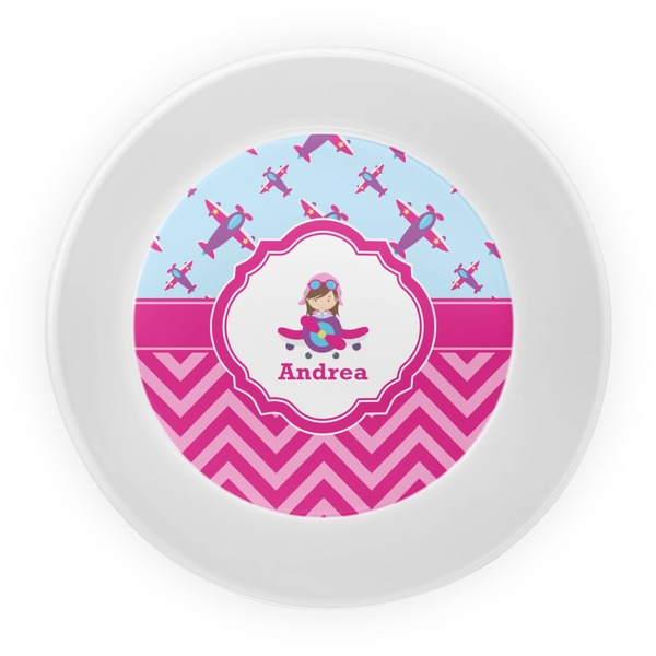 Airplane Theme - for Girls Melamine Bowl - Center