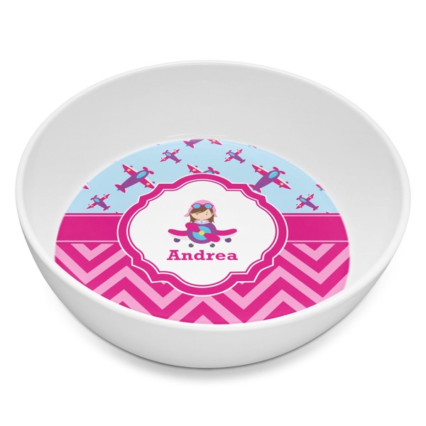 Custom Airplane Theme - for Girls Melamine Bowl - 8 oz (Personalized)