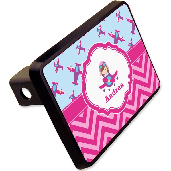 Custom Airplane Theme - for Girls Rectangular Trailer Hitch Cover - 2" (Personalized)