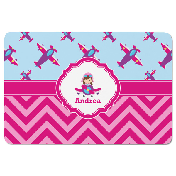 Airplane Theme - for Girls Rectangular Fridge Magnet - FRONT