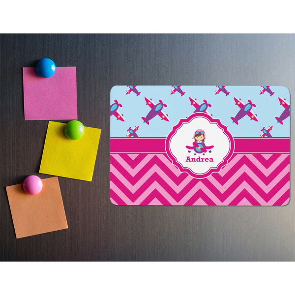 Airplane Theme - for Girls Rectangular Fridge Magnet - LIFESTYLE