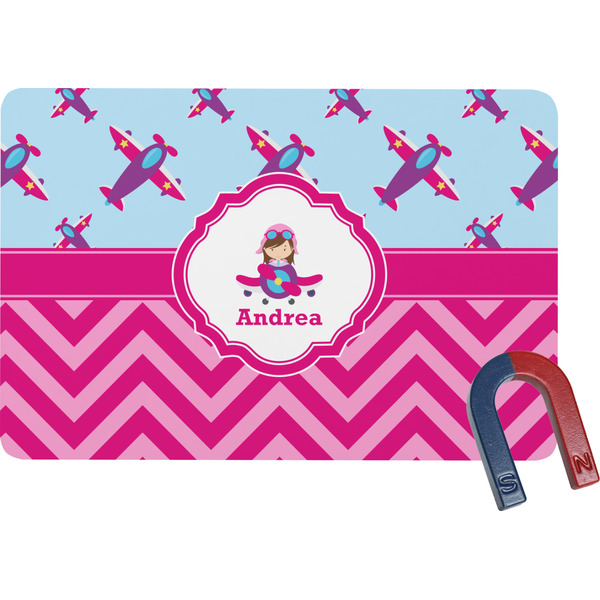 Custom Airplane Theme - for Girls Rectangular Fridge Magnet (Personalized)