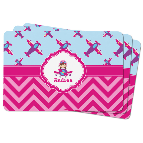 Airplane Theme - for Girls Rectangular Fridge Magnet - THREE