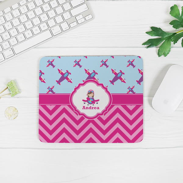 Airplane Theme - for Girls Rectangular Mouse Pad - LIFESTYLE 2