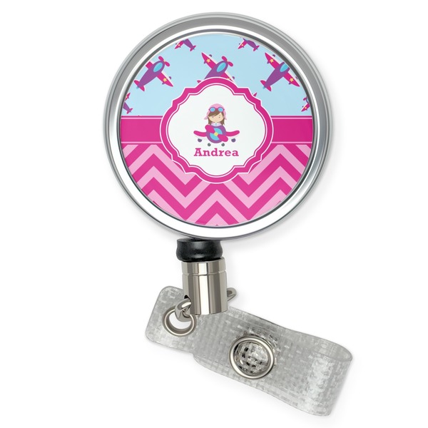 Custom Airplane Theme - for Girls Retractable Badge Reel (Personalized)