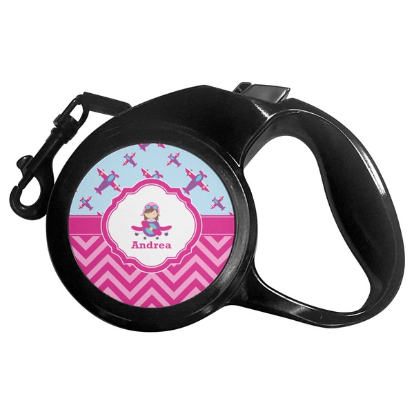 Custom Airplane Theme - for Girls Retractable Dog Leash - Large (Personalized)