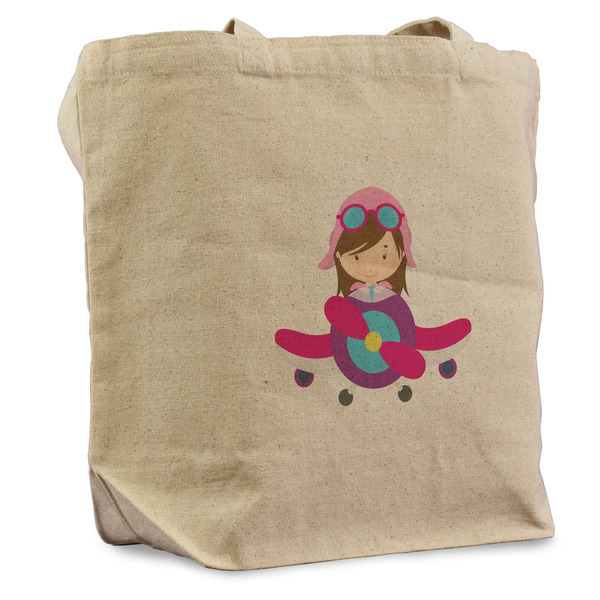 Custom Airplane Theme - for Girls Reusable Cotton Grocery Bag