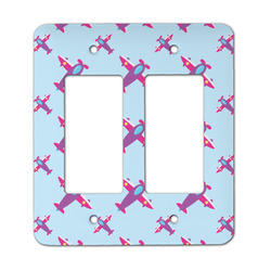 Airplane Theme - for Girls Rocker Style Light Switch Cover - Two Switch