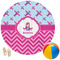 Airplane Theme - for Girls Round Beach Towel (Personalized)