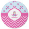 Airplane Theme - for Girls Round Coaster Rubber Back - Single