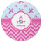 Airplane Theme - for Girls Round Rubber Backed Coaster (Personalized)