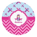 Airplane Theme - for Girls Round Decal - Medium (Personalized)