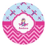 Airplane Theme - for Girls Round Decal - Small (Personalized)