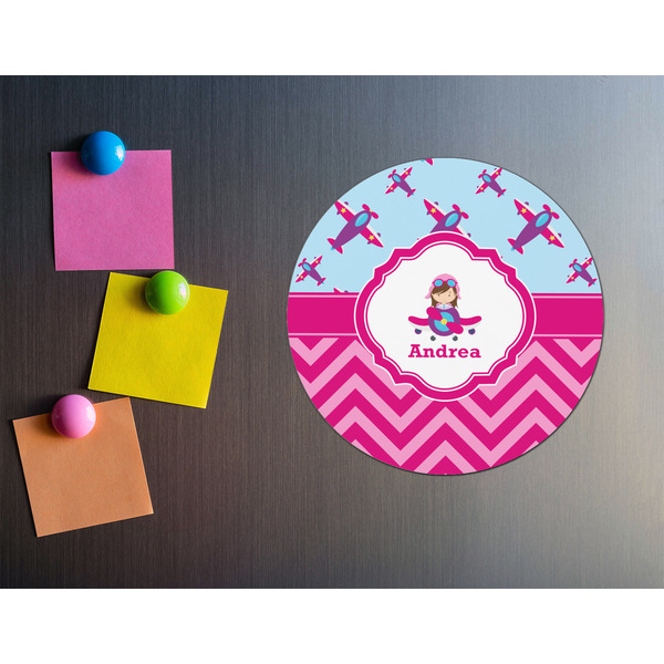 Airplane Theme - for Girls Round Fridge Magnet - LIFESTYLE