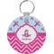 Airplane Theme - for Girls Round Plastic Keychain (Personalized)