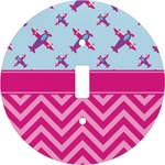 Airplane Theme - for Girls Round Light Switch Cover