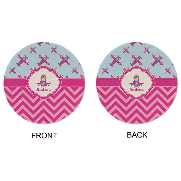 Airplane Theme - for Girls Round Linen Placemats - APPROVAL (double sided)
