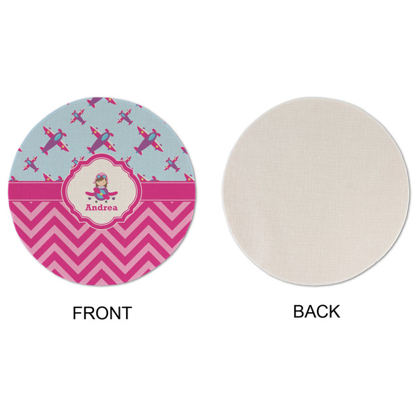 Airplane Theme - for Girls Round Linen Placemats - APPROVAL (single sided)