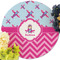 Airplane Theme - for Girls Round Linen Placemats - Front (w flowers)