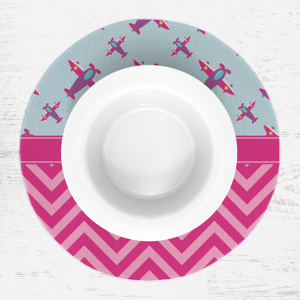 Airplane Theme - for Girls Round Linen Placemats - LIFESTYLE (single)