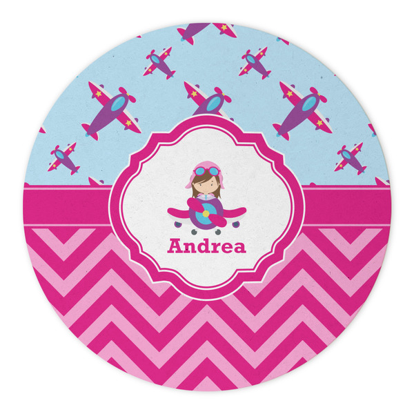 Airplane Theme - for Girls Round Paper Coaster - Approval