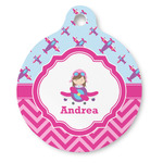 Airplane Theme - for Girls Round Pet ID Tag (Personalized)