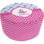 Airplane Theme - for Girls Round Pouf Ottoman (Personalized)