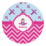 Airplane Theme - for Girls Round Stone Trivet (Personalized)