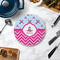 Airplane Theme - for Girls Round Stone Trivet - In Context View