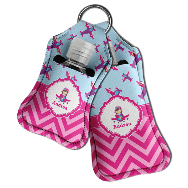 Airplane Theme - for Girls Sanitizer Holder Keychain - Both in Case (PARENT)
