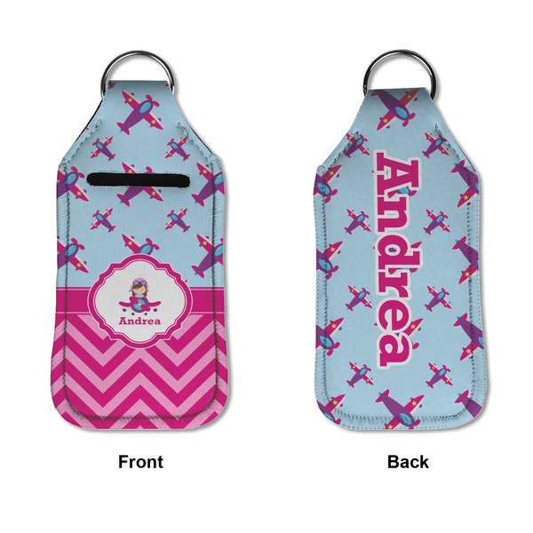 Airplane Theme - for Girls Sanitizer Holder Keychain - Large APPROVAL (Flat)