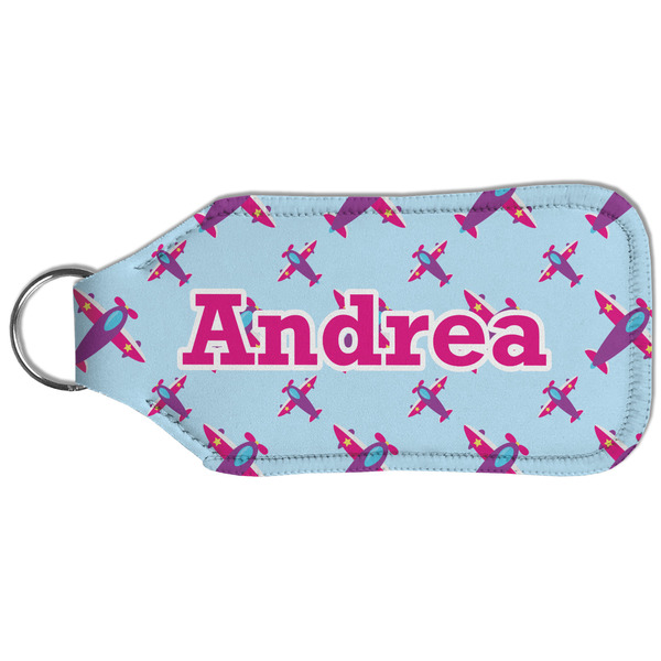 Airplane Theme - for Girls Sanitizer Holder Keychain - Large (Back)