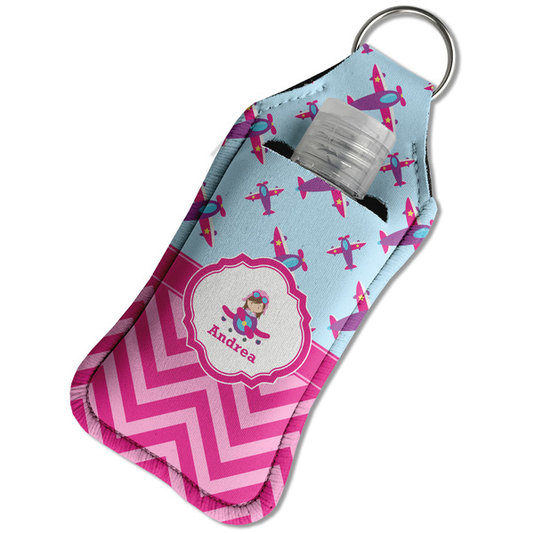 Airplane Theme - for Girls Sanitizer Holder Keychain - Large in Case