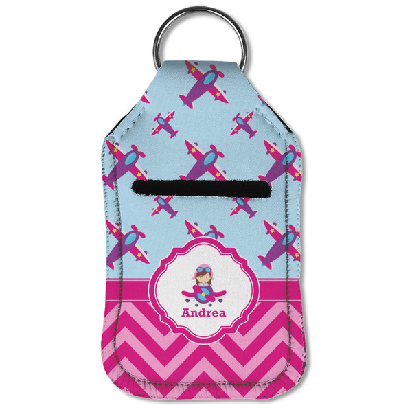 Airplane Theme - for Girls Sanitizer Holder Keychain - Small (Front Flat)