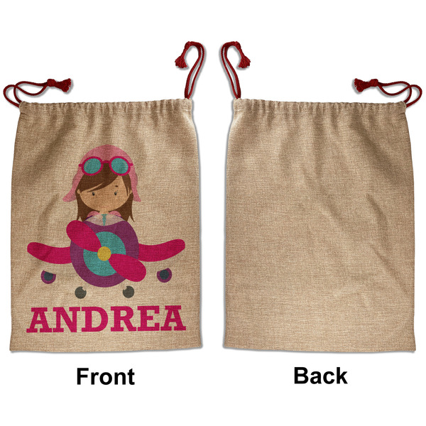 Airplane Theme - for Girls Santa Bag - Approval - Front