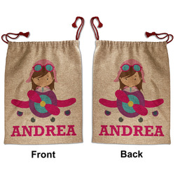 Airplane Theme - for Girls Santa Sack - Front & Back
