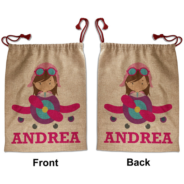 Airplane Theme - for Girls Santa Bag - Front and Back