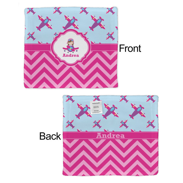 Airplane Theme - for Girls Security Blanket - Front & Back View